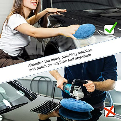 20 Pieces Cars Microfiber Wax Applicator Pads Foam Bulk 5 Inch Diameter Round Polishing Sponge Buffing Detailing Pads for Cars, Yellow Green Blue Dark Blue