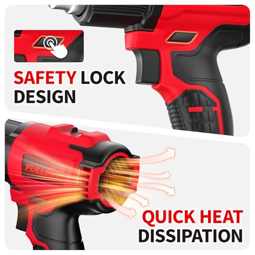 Cordless Heat Gun, Max 550°C (1022°F), Hot Air Gun Kit with 5 Nozzles & 2x4.0Ah Batteries, Fast Heating, 2-Temperature Setting, Portable Heat Gun for Shrink Tubing, PVC Wrap, Crafts (Red)