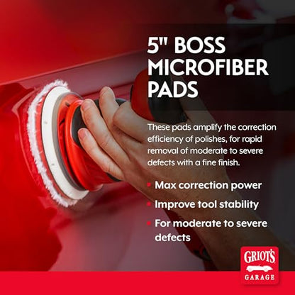 Griot's Garage BOSS 5.5” Microfiber Pads for Car Polishing and Detailing, Buffing Pads for Moderate and Severe Scratch Removal, Set of 2 - size: 5.5 Inch Pads (Set of 2)