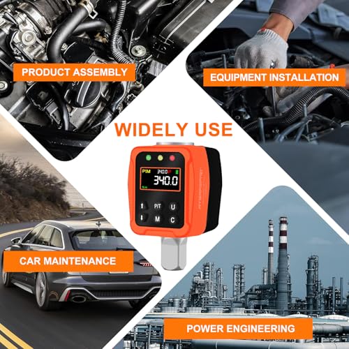 1/2" Digital Torque Adapter - 12.5-250 Ft-Lb, Converts Any 1/2" Ratchet tool to Torque Wrench, Electronic Torque Converter with 3/8" & 1/4" Adapters, Buzzer & LED Alerts, for Bike, Motorcycle & Car - style: 1/2-Inch 12.5-250 Ft-Lb