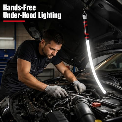 Plman 30" Flexible LED Flashlight Stick with Hook and Gloves | USB-C Charging, 3 Lighting Modes, Flexible LED Light Stick for Automotive Repair, Electrical Inspection, Camping