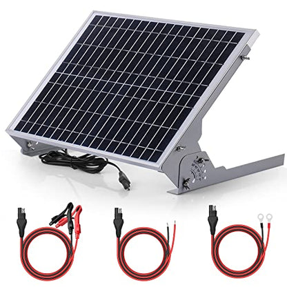 SUNER POWER 20W 12V Solar Battery Charger Maintainer, Built-in Smart MPPT Charge Controller, Adjustable Mount Bracket, Waterproof 20 Watt Solar Panel Kits for Car Automotive Boat Marine RV Trailer - size: BC-20W-P