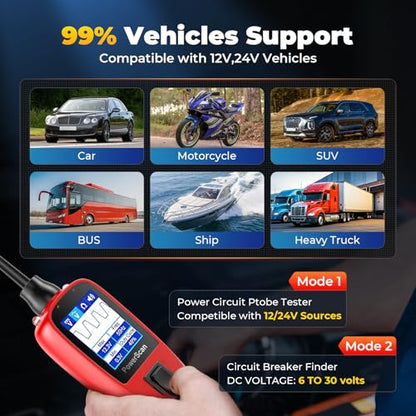 Autel Circuit Tester PowerScan 2026, Automotive Power Circuit Probe Tool, 12-24V Electrical Short Open Circuit Breaker Finder, AC/DC Trailer Relay Tester, 20FT Extension Cable, for 99% Cars