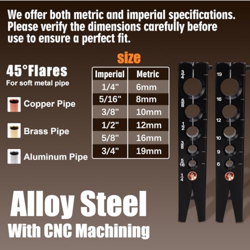 Flaring Tool Kit, Flare Tool HVAC, Copper Pipe Flaring Tool | 1/4''-3/4'' and 6-19mm 45° Eccentric Single Flare Tool with Tubing Cutter. For HVAC, Air Heaters, Refrigerators Maintenance - color: 5-Piece Set