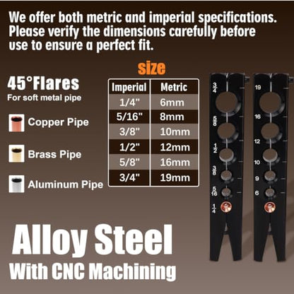 Flaring Tool Kit, Flare Tool HVAC, Copper Pipe Flaring Tool | 1/4''-3/4'' and 6-19mm 45° Eccentric Single Flare Tool with Tubing Cutter. For HVAC, Air Heaters, Refrigerators Maintenance - color: 5-Piece Set