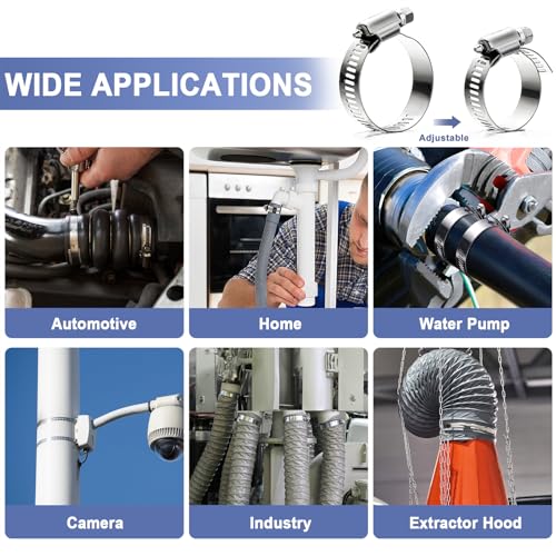 Hose Clamps- Stainless Steel Hose Clamp DIY 50FT Metal Strap + 24 Stronger Fasteners Large Adjustable Worm Gear Clamps for Fuel Line, Plumbing, Automotive, Mechanical, Pipe, Tube,Garden,Duct - size: 50FT Metal Strapping+24 Fasteners