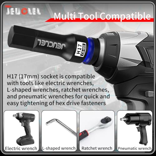 17mm Hex Impact Bit Socket, H17 1/2" Drive Allen Socket, Cr-Mo | 3-Inch, Lengthen Hex Screwdriver Adapter for Electric Ratchet Wrenches Fastening Screws, Socket Wrench, Head Drill - size: 1PC | H17 17MM