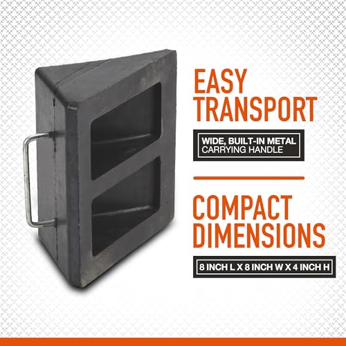 Ironton Nylon Reinforced Rubber Wheel Chock with Handle | Controlled load positioning, Shop and warehouse handling, Durable material movement, Easy setup, Operator-friendly design