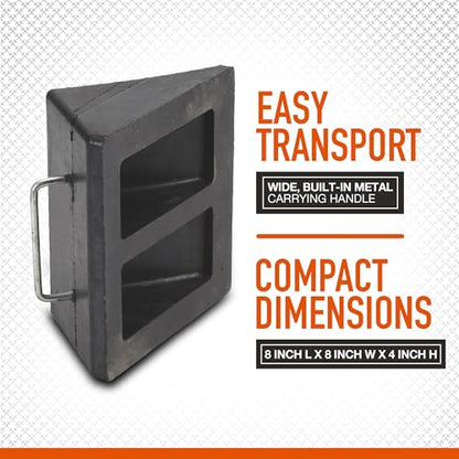 Ironton Nylon Reinforced Rubber Wheel Chock with Handle | Controlled load positioning, Shop and warehouse handling, Durable material movement, Easy setup, Operator-friendly design