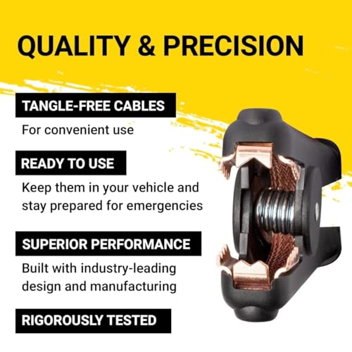 Spartan Power Heavy Duty Jumper Cables with Alligator Clips, 100% Pure Copper Wire, Positive & Negative Leads Battery Cable, Made in the USA - 2 AWG Gauge Cable, 10 ft - size: 2 AWG 10 Foot