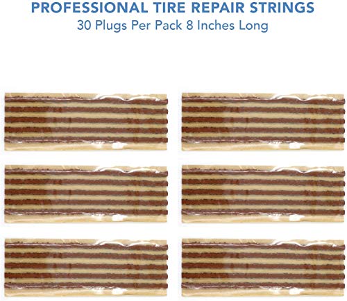 CKAuto 30pcs 8" Brown Tire Repair Strings, Automotive Tool Tire Repair Plugs for Tubeless Off-Road Tires Car, Bike, ATV, UTV, Wheelbarrow, Mower (Pack of 2) - color: Brown, size: 8" x φ0.236" 30pcs (Pack of 2)
