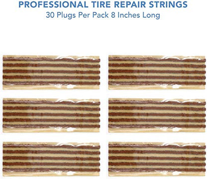 CKAuto 30pcs 8" Brown Tire Repair Strings, Automotive Tool Tire Repair Plugs for Tubeless Off-Road Tires Car, Bike, ATV, UTV, Wheelbarrow, Mower (Pack of 2) - color: Brown, size: 8" x φ0.236" 30pcs (Pack of 2)