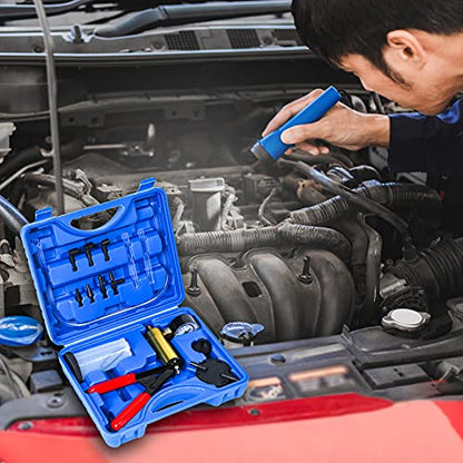 Yonligonju Brake Bleeder Kit with Hand Vacuum Pump with Gauge Adapters Automotive Brake Fluid Bleeding Set for Bike Car Truck (Blue) - color: blue