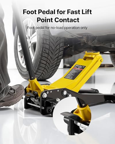 VEVOR Low Profile Floor Jack, 3 Ton (6614 lbs) Capacity, Steel Racing Floor Jack with Dual Pistons Quick Lift Pump & SUV Adapter, Hydraulic Trolley Car Lift for Sports Cars, Lifting Range 2.95"-19.7" - style: Steel