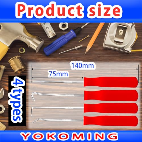 Spring Puller Tool Seal Puller ６pcs for Automotive Oil Seal O-Ring Seal Gasket Hook and Pick Set Motorcycle Spring Puller Tool Mechanic Pick Set - size: Red（6Pcs）