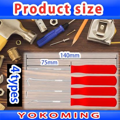 Spring Puller Tool Seal Puller ６pcs for Automotive Oil Seal O-Ring Seal Gasket Hook and Pick Set Motorcycle Spring Puller Tool Mechanic Pick Set - size: Red（6Pcs）
