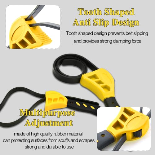 2PCS Oil Filter Wrench Set, Car Rubber Strap Wrenches, Adjustable Rubber Strap Wrench, 6in+ 8in Multifunctional Belt Wrench Fit for Mechanics Plumbers