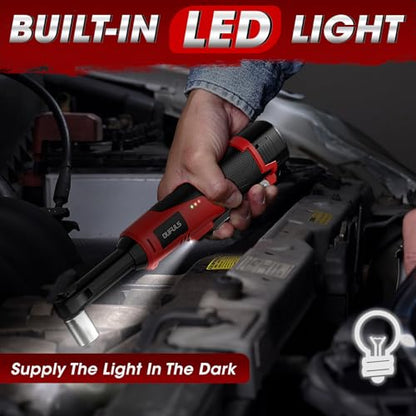3/8" 18V Extended Cordless Ratchet Wrench, 550RPM 40 Ft-Lbs 4 Inch Electric Ratchet Driver with 2Pcs 2000 mAh Batteries & Charger, Battery Powered Ratchet Wrenches with 8 Sockets