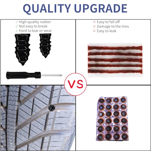 Tire Repair Nails 70PCS, Rubber Screw in Tyre Repair Screws Plugs Flat Tire Fix Rubber Nail Kits Heavy Duty Vacuum Tyre Tool with Screwdriver Box for Car Motorcycle Truck Jeep Puncture (35S+35L)