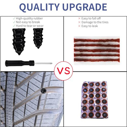 Tire Repair Nails 70PCS, Rubber Screw in Tyre Repair Screws Plugs Flat Tire Fix Rubber Nail Kits Heavy Duty Vacuum Tyre Tool with Screwdriver Box for Car Motorcycle Truck Jeep Puncture (35S+35L)