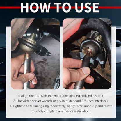 3/8" Heavy-Duty Drive Tie Rod Removal Tool,Rust-Resistant Inner Tie Rod Tool for High Torque,Professional Automotive Ties Rods End Removal Tools for Sedans SUVs and Light Trucks