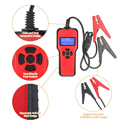Car Battery Tester | 12V Digital Auto Battery Analyzer for Alternator & Cranking Test | Multi - Standard CCA, CA, BCI, MCA, SAE, GB, JIS, IEC, EN, DIN