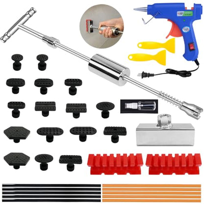 Manelord Car Dent Puller - Dent Remover with T-bar Slide Hammer Dent Puller and Upgraded Dent Puller Tabs for Car Dent Repair and Metal Surface Dent Removal