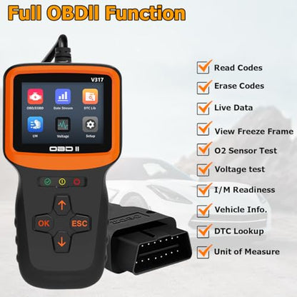 Zpana Car OBD2 Scanner Diagnostic Tool, Vehicle Check Engine Fault Code Readers, Data Clear I/M Readiness Automotive Error Scan Tool Accessories, Universal for SUV, Sedan, Truck