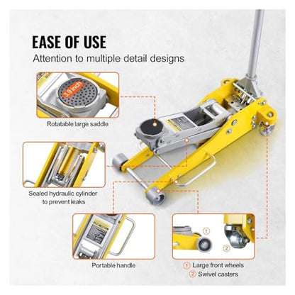 3T/2T Floor Aluminum Hydraulic Racing Floor Jack Hydraulic Car Jack with Dual Piston Lift Pump for Auto Repaire Duty Trolley Jack,3T Aluminum - color: 3t Aluminum