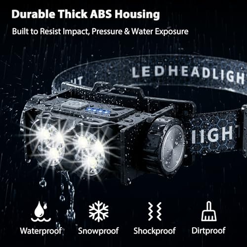2-Pack Head Lamp, LED Magnetic Headlight with Type-C Charging, Black
