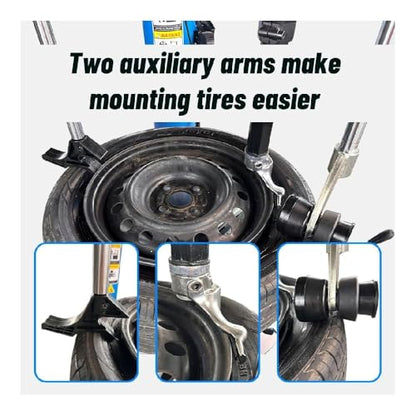 ME-T530Z 2.0HP Tire Changer with Bead Blaster Double Assist Arm & ME-B600 Wheel Balancer Machine Combo - color: Blue530+600