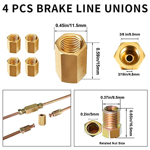 MuHize 25 ft 3/16 Inch Copper Coated Brake Line Kit | Include Fittings, Unions, Bender, Flare Tool and Cutter - size: Gold Brake Line Tool Kit with Tube Cutter(No Box)