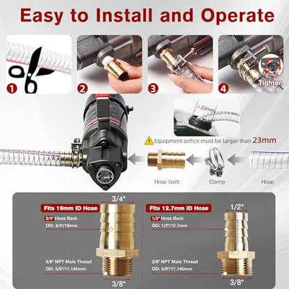 24V Heavy-Duty Gear Pump, 3.2 GPM High Flow Oil Change Pump with Steel Wire Hose, Oil Transfer Pump for Viscous Liquids, Fluid Transfer in Mechanical Equipment for Home Business Farm Boat