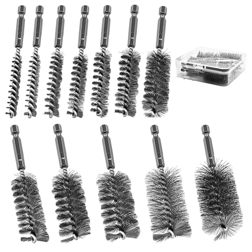 ASNOMY 12Pcs Wire Bore Brush for Drill,5/16"-1-3/16" Stainless Steel Wire Brush Bore Cleaning Brush Set for Power Drill Cleaning,Abrasive Drill Wire Brush with 1/4" Hex Shank - style: 5/16"-1-3/16"