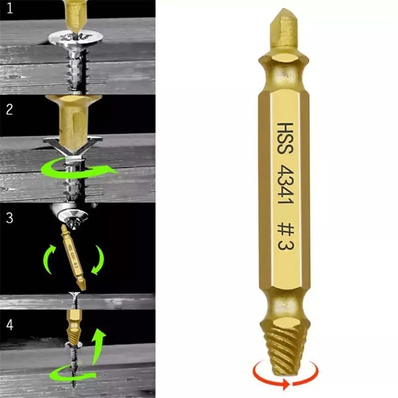 JIAOLUIOLI Damaged Screw Extractor Set, 6PCS Stripped Bolts Extractor Kit, Easy Removal of Rusty & Broken Drill Bits, Drill Bit Bolt Remover and Extractor, Broken Stripped Screw Extractor (Gold)