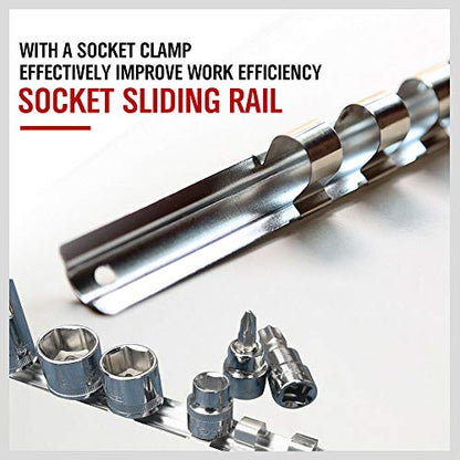 Socket Organizer Set, SEDY 3-Piece Metal Socket Holders/Socket Sliding Rail, 1/4-Inch, 3/8-Inch, 1/2-Inch