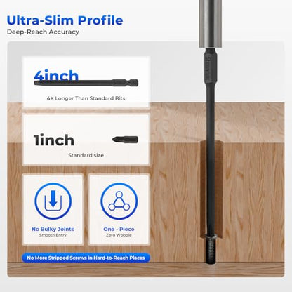 Impact Rated Screwdriver Bit Set, 3" Extended Long Magnetic Power Bits, Premium S2 Steel, Shock-Absorbing Design, 1/4" Hex Shank for Power Drill & Impact Driver (3 Inch Square) - size: 3 Inch Square
