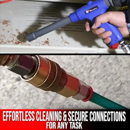 LE LEMATEC Dual Action Vacuum & 15pc Air Hose Fitting Kit Bundle, Multi-Functional Air Tools with Accessories for Versatile Cleaning and Maintenance (AS119+LE-CU15K)