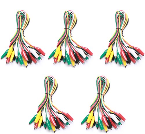 WGGE WG-026 10 Pieces and 5 Colors Test Lead Set & Alligator Clips,20.5 inches / 22 AWG Wire (5 Pack) - size: 5 PACK