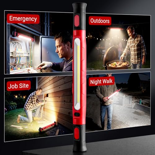 Magnetic Work Light, 3000LM Ultra Bright LED Magnetic Light Bar, 5200mAh Rechargeable Work Light with Hooks, Portable Under Hood Lights Machanic Tools for Car Repairing, Inspection, Garage, Emergency