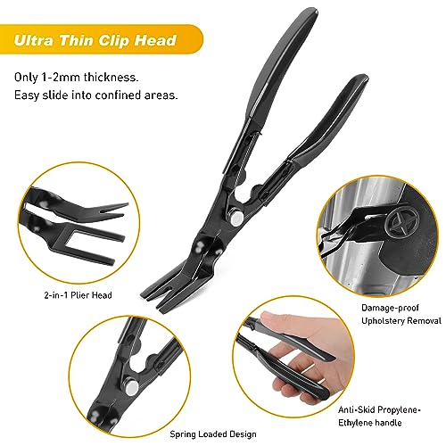 GOOACC 19Pcs Trim Removal Tool Set with Storage Bag | Fastener Clip Removers Auto Plastic Trim Tools Upholstery Pliers & Terminal Tools for Car Panels Audio Systems Black - color: Black