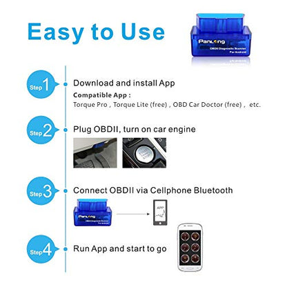 Panlong OBD2 Scanner Bluetooth OBDII Diagnostic Tool Car Code Reader Turn Off Check Engine Light Support Android - style: For Android Only