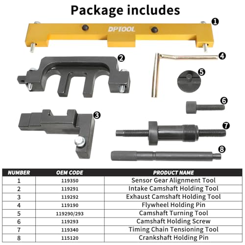 DPTOOL Camshaft Timing Tool Kit Compatible with BMW 318I 320I 316I E87 E46 E60 E90 E85 N42 N46 N46T Engines