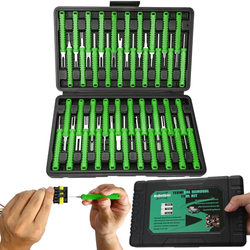 41 Pcs Terminal Pin Removal Tools with Blow-Molded Case - Electrical Pin Removal Tools Automotive Depinning Tool Kit for Automotive & Household Devices Most Connector, Green - color: green