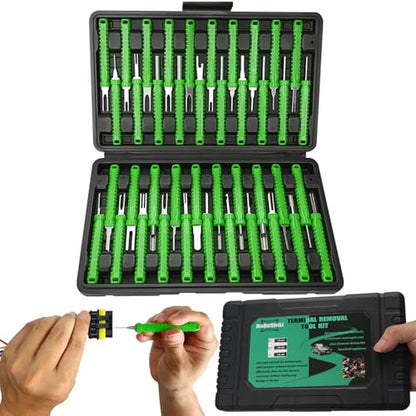 41 Pcs Terminal Pin Removal Tools with Blow-Molded Case - Electrical Pin Removal Tools Automotive Depinning Tool Kit for Automotive & Household Devices Most Connector, Green - color: green