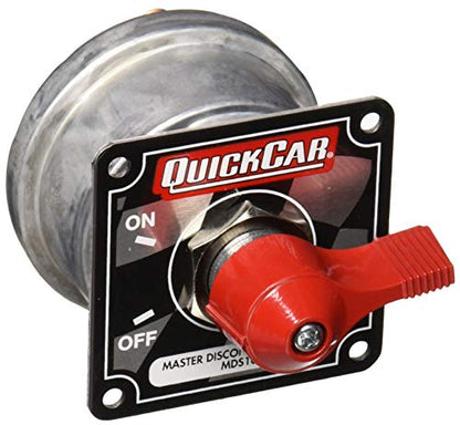 QuickCar Racing Products 55-012 Red 2-1/2" High x 2-1/2" Wide Handle Battery Master Disconnect Switch with Alternator Post and Mounting Panel
