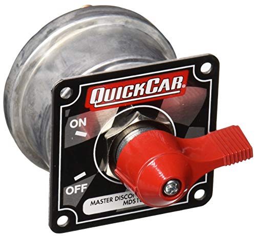 QuickCar Racing Products 55-012 Red 2-1/2" High x 2-1/2" Wide Handle Battery Master Disconnect Switch with Alternator Post and Mounting Panel