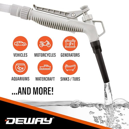 DEWAY Automatic Fuel Transfer Pump with Nozzle for Quick Flow Control & Stop, Powerful A Battery Powered with USB-C, 51 Inch Extra Long Hose Fits All Size Cans, Portable Pump Transfers - 3.8 Gal/Min - style: Hand-Trigger Nozzle