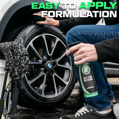 ExoForma Wet Tire Dressing Spray - Extremely High Shine Tire Dressing for That Wet Look - No Sling, Non-Greasy Silicone Formula with UV Protection - Easy to Apply, Minimal Cure Time - 16 fl oz, 2 Pack - size: 16 Fl Oz (Pack of 2)