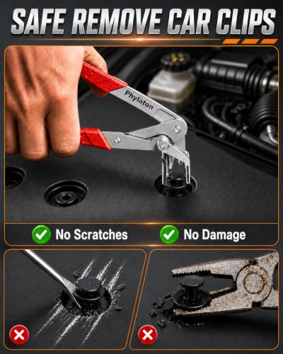 13 Pcs Auto Trim Removal Tool Kit with Clip Removal Tool, Car Clip Pliers, Hook Tools, Universal Cable Tie Buckle for Car Interior Panel, Plastic Clips, Dashboard, Door Clips